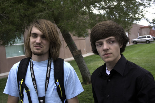 Cobb Condie | Special to The Salt Lake Tribune

Alex Lambson, left, and Dane Zdunich, right, stand in front of the tree that they were under at Snow Canyon High School when they were struck by lightning a year ago. Lambson, now studying at Dixie State College and Zdunich, a senior at Snow Canyon have spent the past year using national media coverage to promote awareness for various causes such as CPR certification.