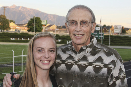Megan Dolle | Special to The Tribune
Hal Hale, the first student body president of Hillcrest High School, left, shown here with current president Erin Hawkins, recently returned to his alma mater for the school's 50th anniversary. Erin is the Hillcrest's first female student body president.