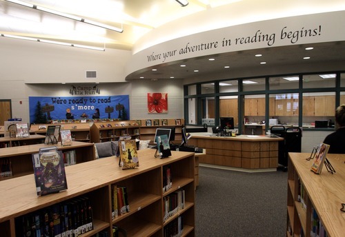 Rick Egan  | The Salt Lake Tribune
A look at the library inside the new Elk Run Elementary in Magna.