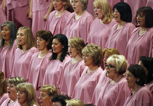 Scott Sommerdorf  |  The Salt Lake Tribune             
The Mormon Tabernacle Choir sings at the 181st Semiannual General Conference in Salt Lake City, Sunday, October 2, 2011.