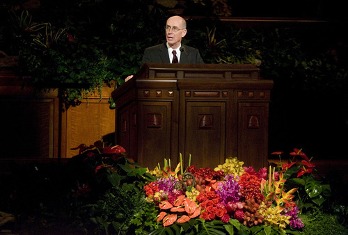 Jeremy Harmon  |  The Salt Lake Tribune

President Henry B. Eyring conducts the Saturday morning session of the 181st Semiannual General Conference of The Church of Jesus Christ of Latter-day Saints in Salt Lake City.