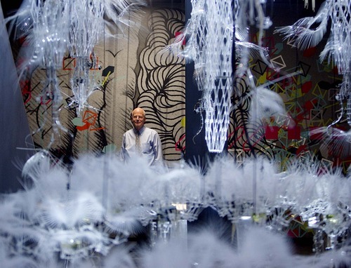 Trent Nelson  |  The Salt Lake Tribune
Peter Giles is the executive director of The Leonardo, which is set to open in Salt Lake City on Saturday. In the foreground is Philip Beesley's Hylozic Veil, 