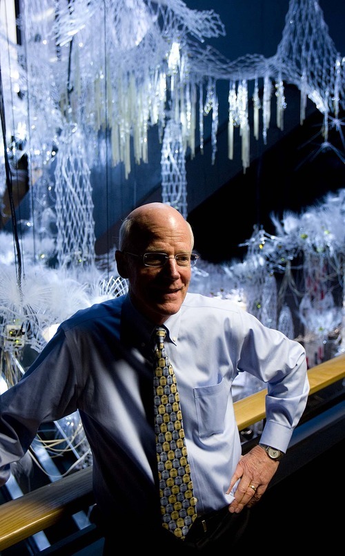 Trent Nelson  |  The Salt Lake Tribune
Peter Giles is the executive director of The Leonardo, which is set to open in Salt Lake City on Saturday. In the foreground is Philip Beesley's Hylozic Veil, 