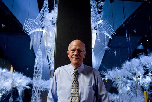 Trent Nelson  |  The Salt Lake Tribune
Peter Giles is the executive director of The Leonardo, which is set to open in Salt Lake City on Saturday. In the foreground is Philip Beesley's Hylozic Veil, 