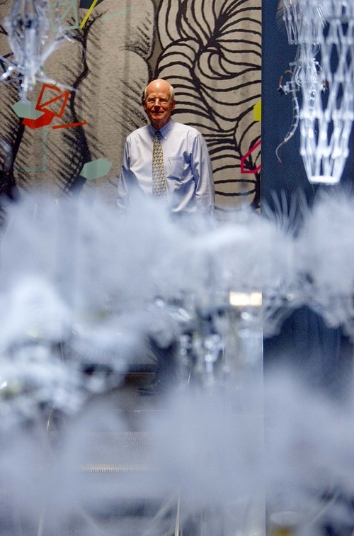 Trent Nelson  |  The Salt Lake Tribune
Peter Giles is the executive director of The Leonardo, which is set to open in Salt Lake City on Saturday. In the foreground is Philip Beesley's Hylozic Veil, 