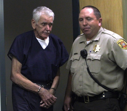 Rick Egan  | The Salt Lake Tribune 

Charles Edward Dodd enters the 8th District Court in Duchesne Thursday. Dodd, 75, is charged with first-degree felony murder for the death of his ill wife. He allegedly tried to commit suicide after killing her.