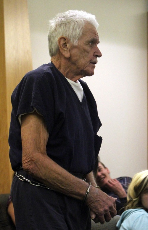Rick Egan  | The Salt Lake Tribune 

Charles Edward Dodd enters the Eighth District Court, in Duchesne, Thursday, October 13, 2011.  Dodd, 75, is charged with first-degree felony murder for the death of his ill wife. He allegedly tried to commit suicide after killing her.