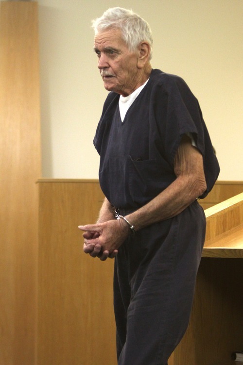 Rick Egan  | The Salt Lake Tribune 

Charles Edward Dodd appeared in the Eighth District Court, in Duchesne, Thursday, October 13, 2011.  Dodd, 75, is charged with first-degree felony murder for the death of his ill wife. He allegedly tried to commit suicide after killing her.