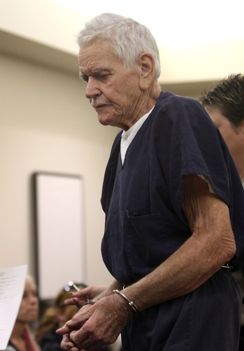 Rick Egan  | The Salt Lake Tribune 

Charles Edward Dodd appeared in the Eighth District Court, in Duchesne, Thursday, October 13, 2011.  Dodd, 75, is charged with first-degree felony murder for the death of his ill wife. He allegedly tried to commit suicide after killing her.