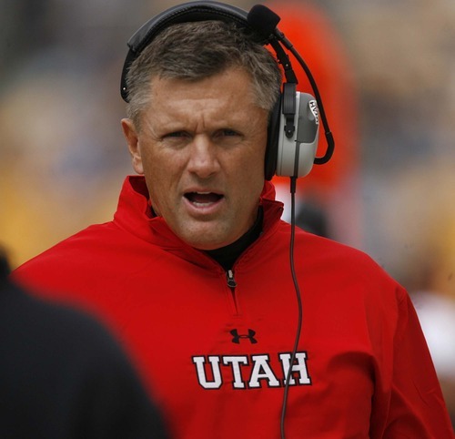 Trent Nelson  |  The Salt Lake Tribune
Utah coach Kyle Whittinghame during the first half. Utah vs. Pitt, college football at Heinz Field Stadium in Pittsburgh, Pennsylvania, Saturday, October 15, 2011.