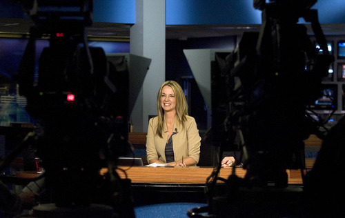Paul Fraughton | The Salt Lake Tribune
Fox 13 anchor Kerri Cronk on the set of 
