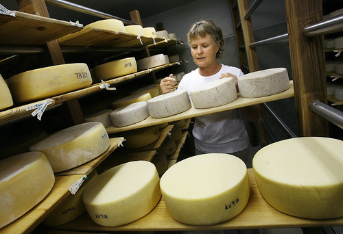 Scott Sommerdorf  |  The Salt Lake Tribune             
Jennifer Hines checks the aging room, Thursday, Oct. 13, 2011.
Rockhill Cheese Creamery in Richmond, owned by Hines and her husband Pete Schropp, has been honored  by the National Trust for Historic Preservation. It's one of only a few places in Utah to earn this prestigious award.