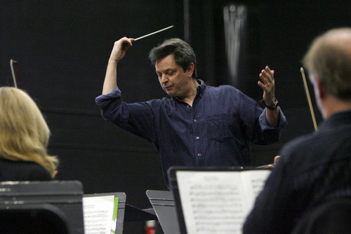 Francisco Kjolseth  |  The Salt Lake Tribune
Conductor David Yavornitzky directs Utah musicians as they rehearse for opening concert of the NOVA Chamber Music Series onTuesday October. 18, 2011, at the Utah Opera Production Studios in Salt Lake at the Black Box. The opening concert of the 2011-12 NOVA Series includes a performance of Wagner's 