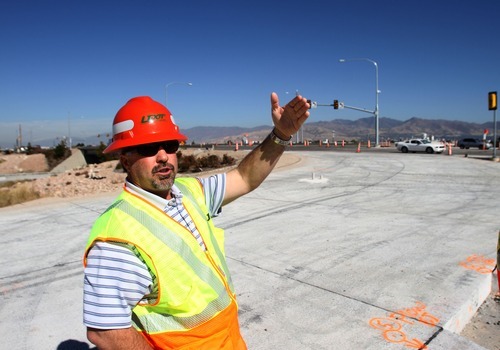 Rick Egan  | The Salt Lake Tribune
The Utah Department of Transportation's Tim Rose says the design of the new interchange at Bangerter Highway and SR 201 may be a bit disconcerting at first but is intuitive. UDOT says the first-in-Utah interchange will improve flow and save money.