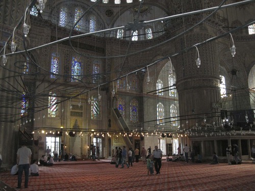 Lisa Schencker | The Salt Lake Tribune
Tourists walk through the inside of the Blue Mosque in Istanbul.
