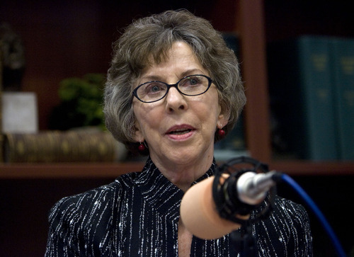 Al Hartmann  |  The Salt Lake Tribune
Nancy Conway, editor of The Salt Lake Tribune, speaks during a panel discussion, 