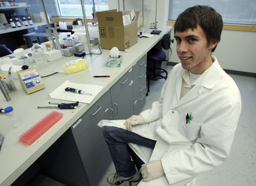 Francisco Kjolseth  |  The Salt Lake Tribune
Ryan Robinson, a University of Utah senior bioengineering major and former valedictorian at Taylorsville High School, recently won a national competition for his project on developing gold nano cages that could help deliver chemotherapy directly to cancerous tumors.