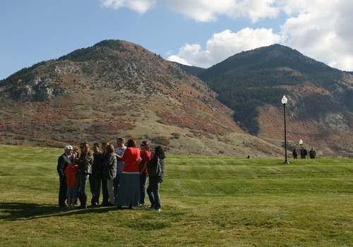 Leah Hogsten | The Salt Lake Tribune 
The family of slain teenager Alexis Rasmussen waits to talk with members of the media Wednesday.