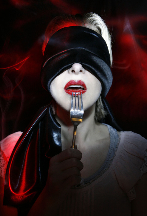 Photo illustration by Francisco Kjolseth  |  The Salt Lake Tribune
Black Out diners at the Tin Angel Cafe are part of a national trend where restaurants blindfold guests for all or part of their meal. Doing away with one of your senses actually magnifies the flavors of the food and creates a unique dining experience.