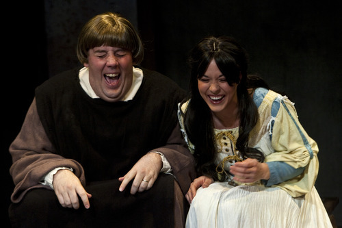 Chris Detrick  |  The Salt Lake Tribune
Plan-B Theatre Company's Kirt Bateman (Malvolio) and Lauren Noll (Ophelia) in 