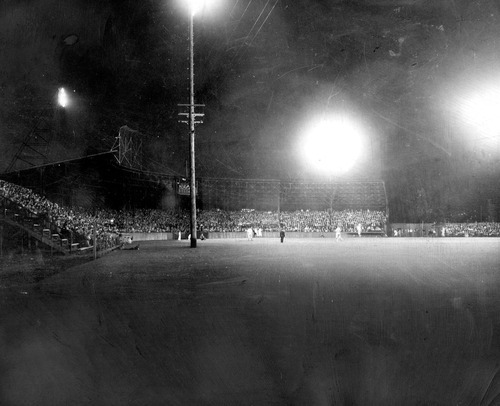 Tribune file photo

A night game is played at Community Ball Park in 1940. The park was later rebuilt as Derks Field. It is now the site of Spring Mobile Ballpark.