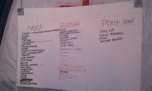 Erin Alberty | The Salt Lake Tribune
A list of needs posted at the Occupy SLC medical tent.