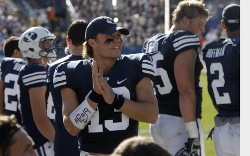 Rick Egan  | Tribune file photo

Riley Nelson (13) shined during the BYU game against Idaho State University at Lavell Edwards Stadium in Provo earlier this month. The Cougars are facing the formidable TCU on Friday in Arlington, Texas.