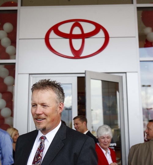 Trent Nelson  |  The Salt Lake Tribune
Company president Greg Miller was all smiles after the ribbon-cutting formally opened the new Larry H. Miller Toyota/Scion dealership in Murray on Wednesday.