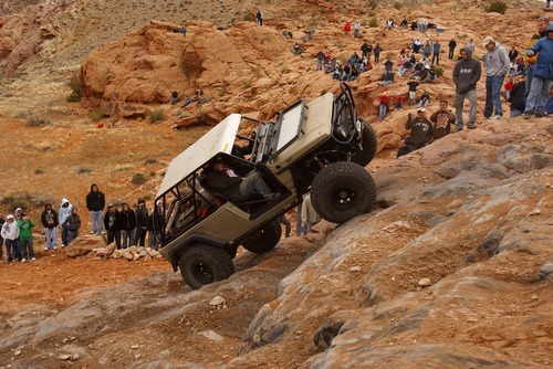 Recreation visitors -- including off-roaders like this Jeep Safari participant climbing Potato Salad Hill last April -- provide 44 percent of Grand County's private-sector jobs, according to a report by Headwaters Economics.
Trent Nelson/The Salt Lake Tribune; 4.11.2009.