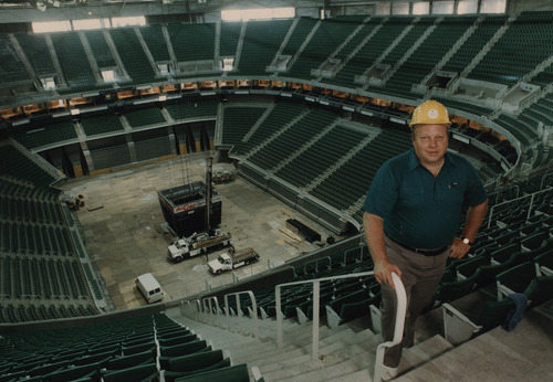 Utah Jazz owner Larry H. Miller visits the Delta Center  in the early 1990s, shortly before construction was completed on the arena.

Rick Egan/Tribune file photo