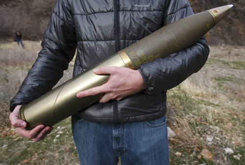 Leah Hogsten  |  Tribune file photo
The size of an artillery shell used in Big Cottonwood Canyon last November as crews test fired avalanche control devices. Crews are still doing avalanche-control work due to heavy snowpack.