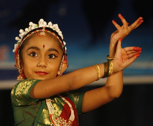 Rick Egan  | The Salt Lake Tribune
Meghana Avasarala dances during the Divya School of Dance's first annual recital, at the Sri Sri Radha Krishna Temple in Salt Lake City.