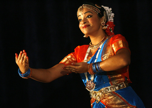 Rick Egan  | The Salt Lake Tribune 

Parvathi Radhakrishnan dances during the Divya School of Dance's first annual recital, at the Sri Sri Radha Krishna Temple in Salt Lake City, Saturday, Oct. 29, 2011.