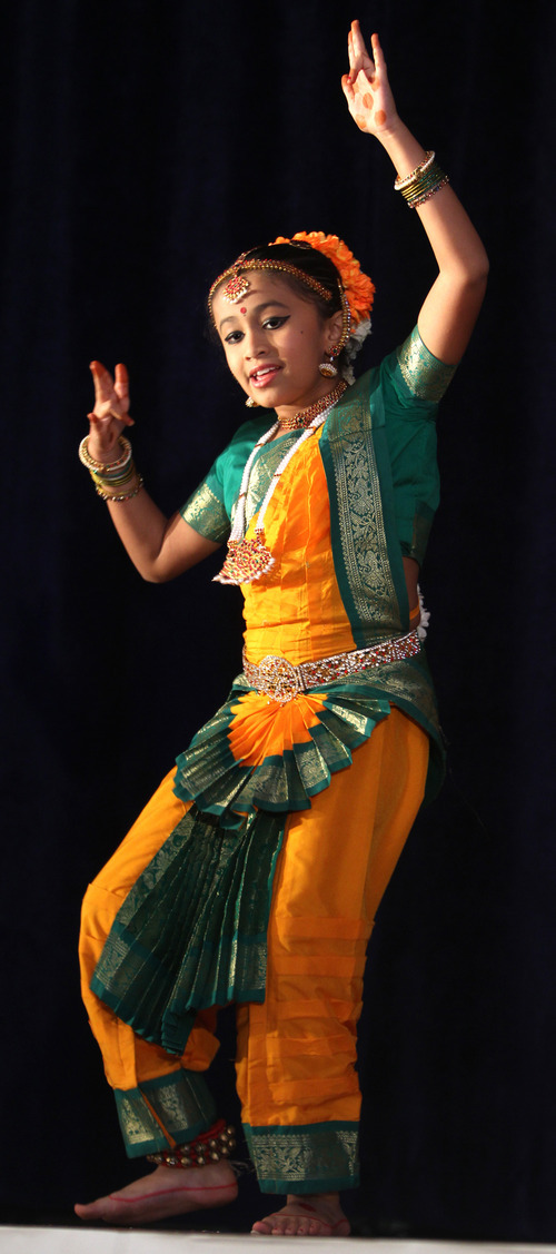 Rick Egan  | The Salt Lake Tribune 

Anoushka Kharkar, dances the Ganapathi Kauthuvam dance at the Divya School of Dance's first annual recital, at the Sri Sri Radha Krishna Temple in Salt Lake City, Saturday, Oct. 29, 2011.