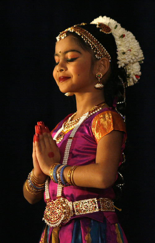 Rick Egan  | The Salt Lake Tribune 

Pragya Prithvi dances during the Divya School of Dance's first annual recital, at the Sri Sri Radha Krishna Temple in Salt Lake City, Saturday, Oct. 29, 2011.