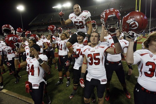 Trent Nelson  |  The Salt Lake Tribune
Utah players sing 