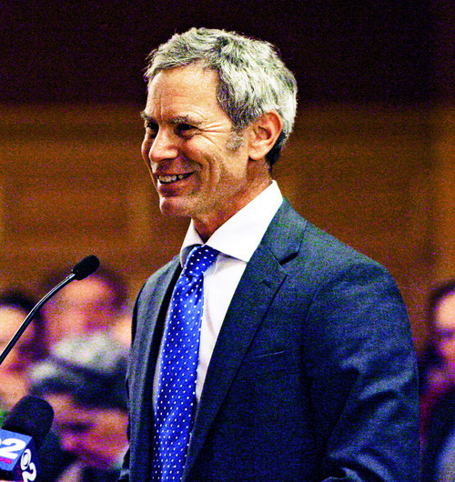 Steve Griffin  |  The Salt Lake Tribune
 
Salt Lake City mayor Ralph Becker smiles as he delivers the State of the City speech to the city council at City Hall in Salt Lake City Tuesday, January 4, 2011.