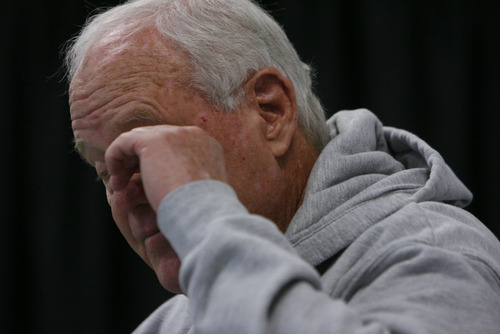 Francisco Kjolseth  |  The Salt Lake Tribune
Long-time football coach Ron McBride announced his retirement on Tuesday, Nov. 8, 2011, at Stewart Stadium at Weber State University. McBride is closing out his seventh season with Weber State and also coached 13 years at University of Utah.