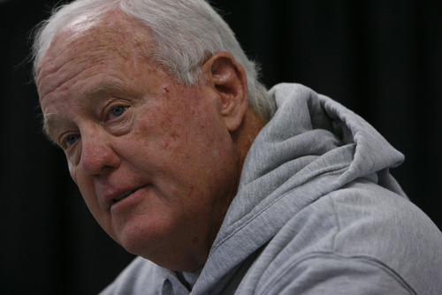 Francisco Kjolseth  |  The Salt Lake Tribune
Long-time football coach Ron McBride announced his retirement on Tuesday, Nov. 8, 2011, at Stewart Stadium at Weber State University. McBride is closing out his seventh season with Weber State and also coached 13 years at University of Utah.