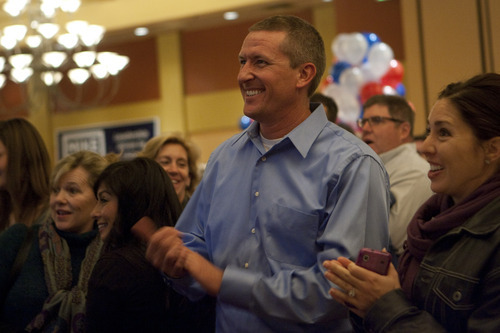 Chris Detrick  |  The Salt Lake Tribune
Ogden mayoral candidate Mike Caldwell watches as the election results are posted at the Marriott in Ogden on Tuesday.
