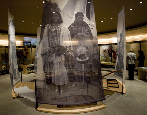 Steve Griffin  |  The Salt Lake Tribune
Transparent panels are a part of the Native American display at  the new Natural History Museum of Utah.