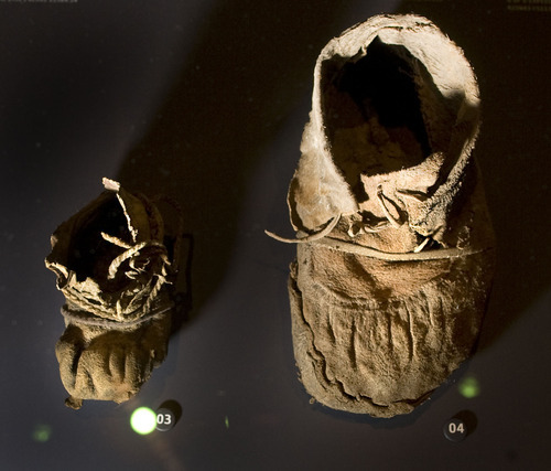 Steve Griffin  |  The Salt Lake Tribune
Leather shoes on display at the new Natural History Museum of Utah.