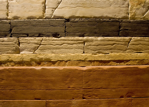 Steve Griffin  |  The Salt Lake Tribune
Rock layers are part of a display in the new Natural History Museum of Utah.