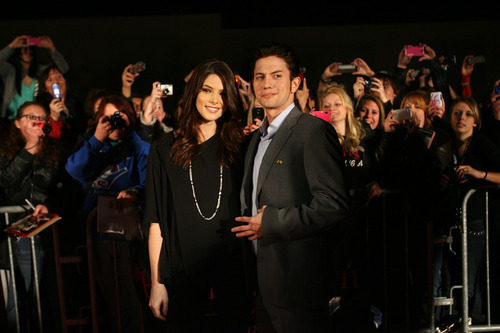 Kim Raff  |  The Salt Lake Tribune
Ashley Greene, left, who plays Alice in the Twilight movies, and Jackson Rathbone, who plays Jasper Cullen in the Twilight movies, on the red carpet during an event featuring actors from the Twilight film series and bands on the soundtrack for the upcoming movie 