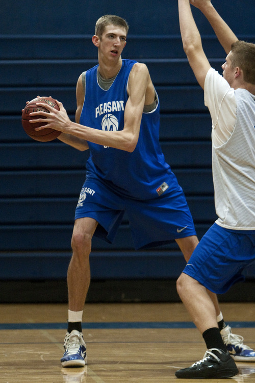 Chris Detrick  |  The Salt Lake Tribune
Pleasant Grove's 7-foot senior center Alan Hamson during a practice.