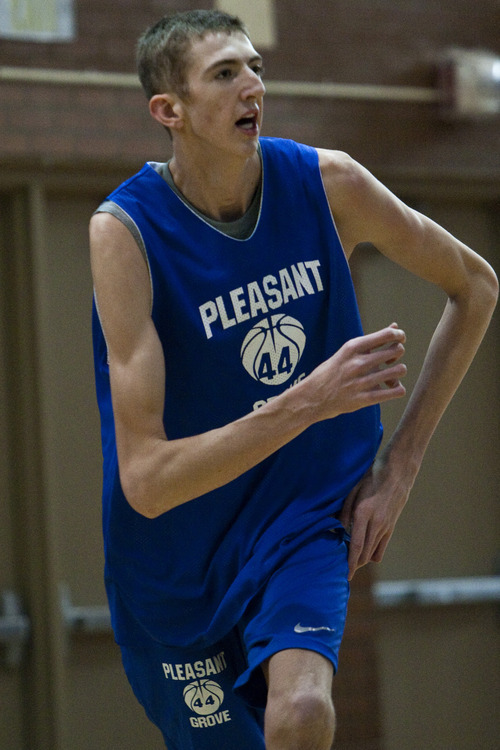 Chris Detrick  |  The Salt Lake Tribune
Pleasant Grove's 7-foot senior center Alan Hamson during a practice Wednesday November 16, 2011.