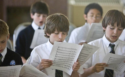 Paul Fraughton |  The Salt Lake Tribune
Madeleine Choir School singers rehearse under the direction of Gregory Glen, the school's director of music, in 2008.