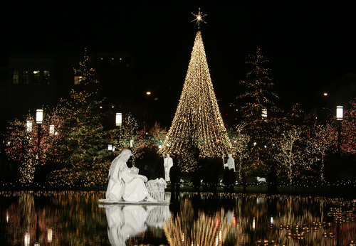 Jim Urquhart/The Salt Lake Tribune file photo
The lights at Temple Square in downtown Salt Lake City go on for the first time this season Nov. 25 and will glow nightly through December.