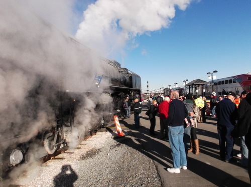 Sean P. Means  |  The Salt Lake Tribune
Train enthusiasts gather at Salt Lake City's Amtrak station to see Union Pacific's Steam Locomotive No. 844 on Saturday, Nov. 26. The train left Salt Lake City for Ogden at 10 a.m. Saturday morning.