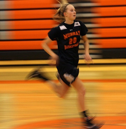 Steve Griffin  |  The Salt Lake Tribune
Murray High School's Alyse Horton runs the court during practice at the Murray school in November.